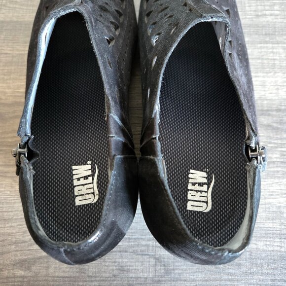 Drew Metro Perforated Leather Low Wedge Slip-On Shoes Black 8.5 WIDE Orthopedic - Picture 7 of 12